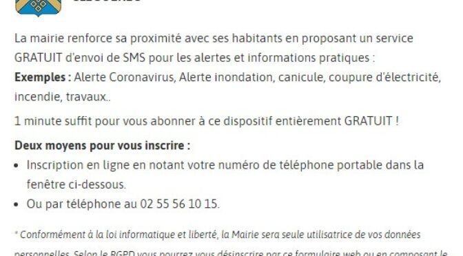 NOUVEAU SERVICE D’INFORMATION | SMS | CLÉGUÉREC